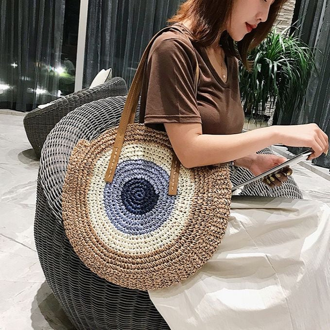 Bucket Straw Tote Bag