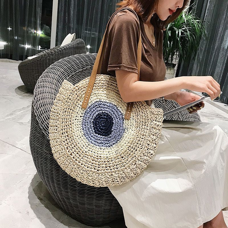 Bucket Straw Tote Bag