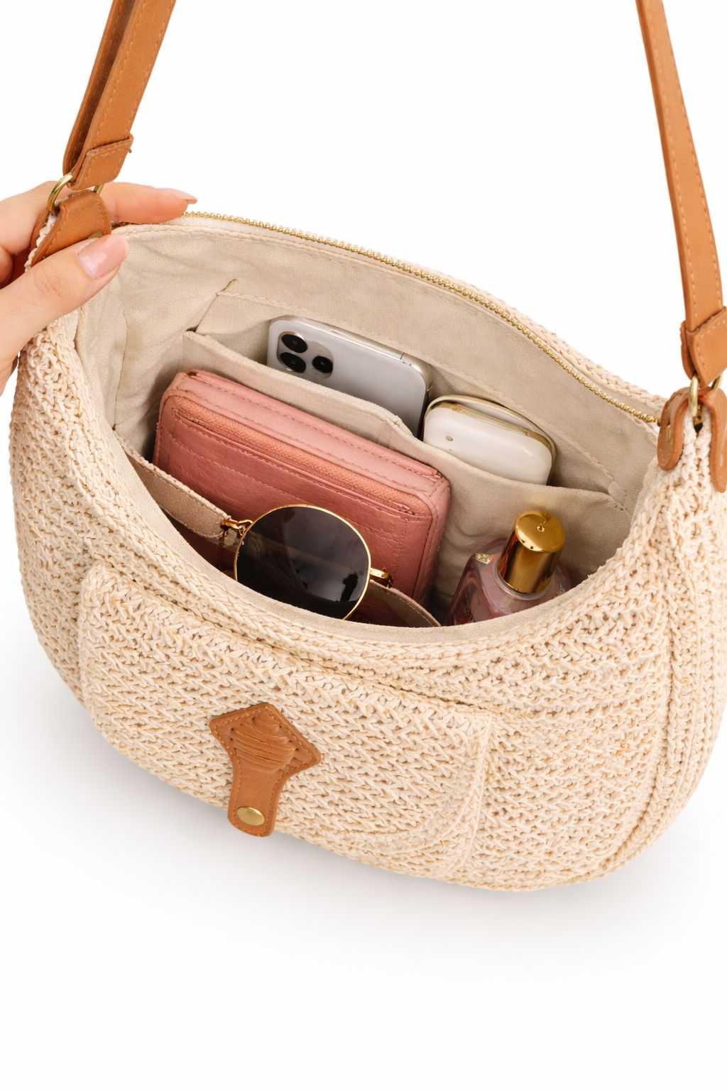 Easy pocket half moon shoulder bag