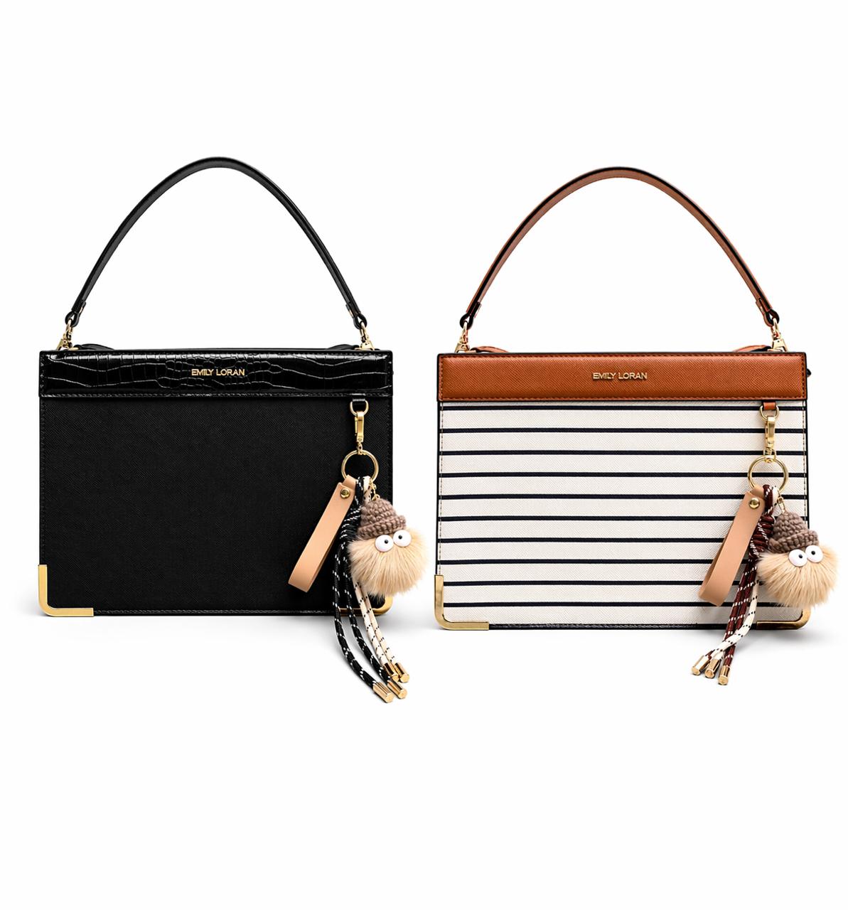 Elegant Striped Tote Bag with Premium Quality Charm