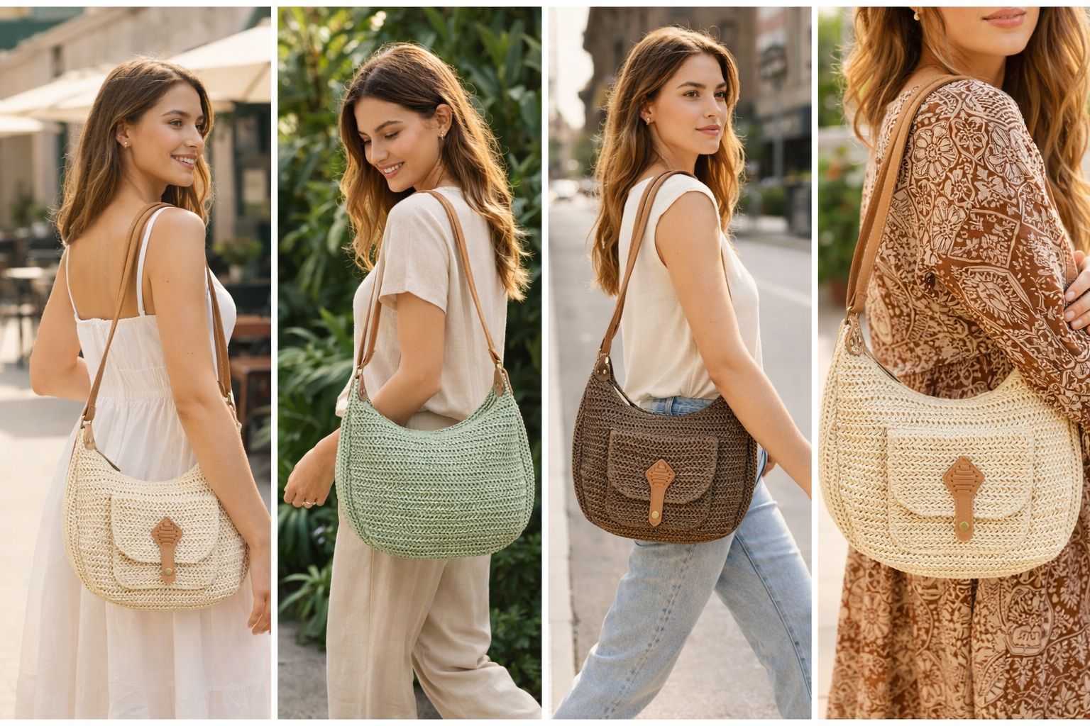 Easy pocket half moon shoulder bag