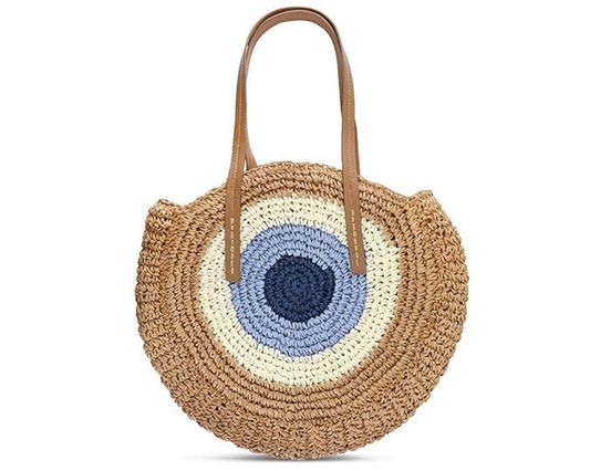 Evil Eye Straw Tote Bag